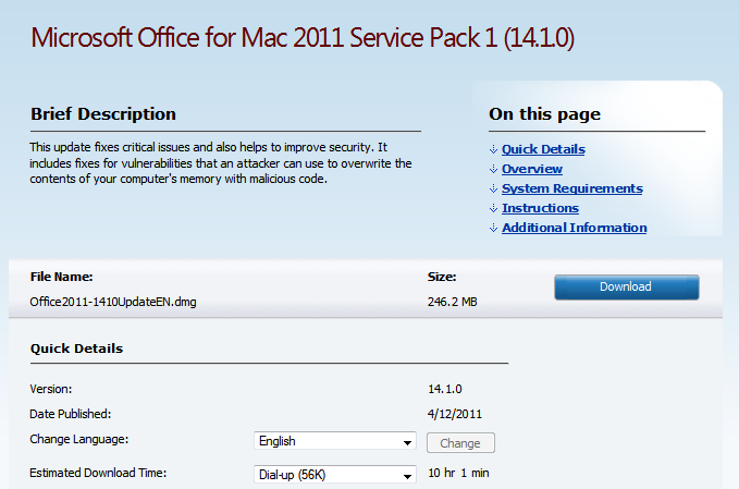 Service Pack For Mac Office 2011